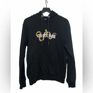 Roberto Cavalli Black Logo Hoodie Size Large